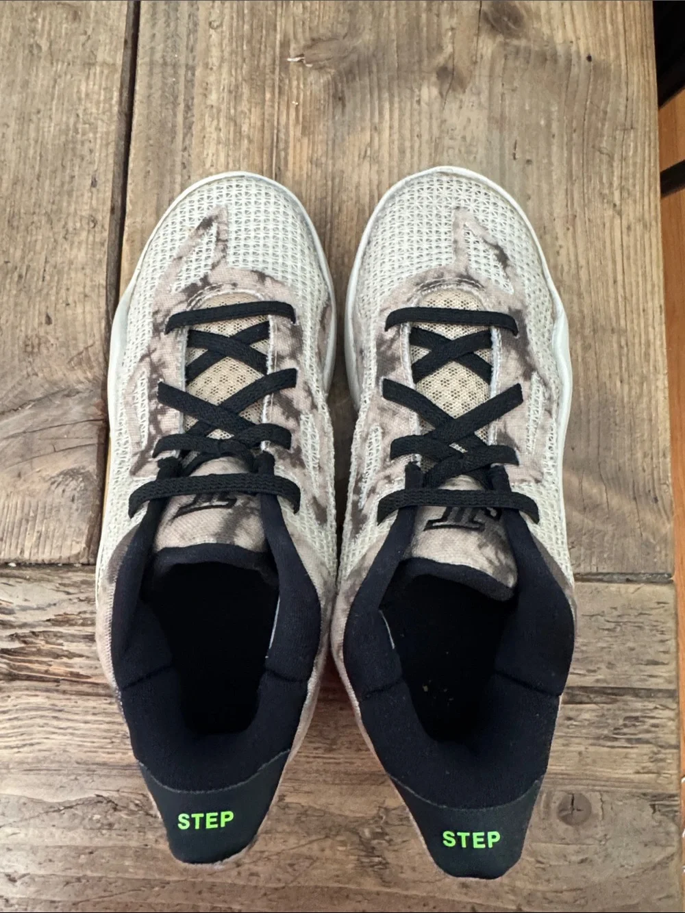Tatum’s-Kids Neutral Beige and Black Mesh Sneakers – STEP Accent